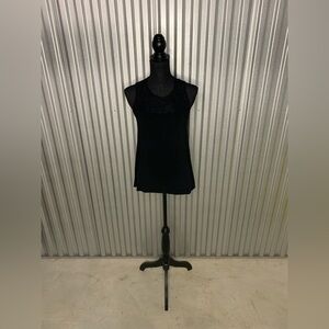 Women’s Carmen Marc Valvo Viscose Elastane Floral Knit Black Tank Top Size XS